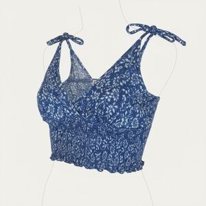 Patrons of Peace Floral Smocked Crop Ruffle Boho Coastal Cowgirl Women Large